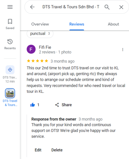 Customer testimonial - review 1